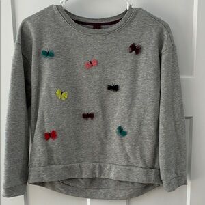 Tea Collection Gray Sweatshirt with Colorful Butterfly Details